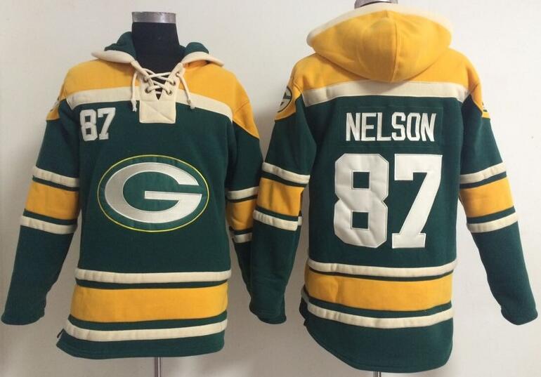 men Green Bay Packers 87 Jordy Nelson green football nfl Hooded Hoodies