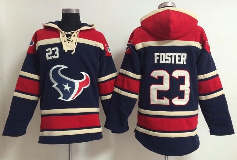 men Houston Texans 23 Arian Foster blue football nfl Hooded Hoodies