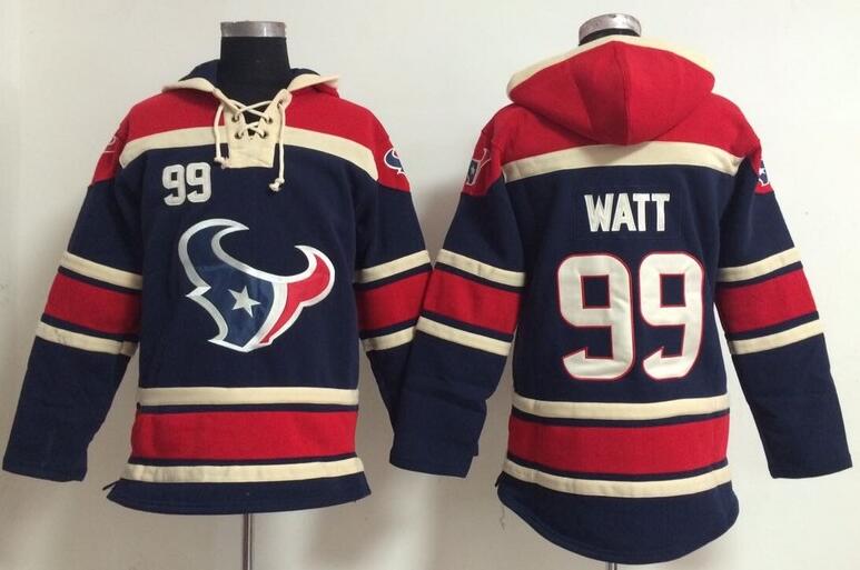 men Houston Texans 99 J.J. Watt  blue football nfl Hooded Hoodies