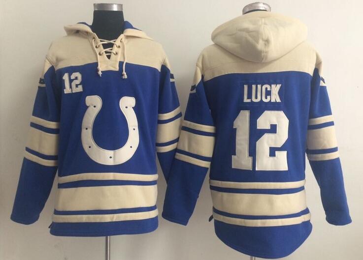 men Indianapolis Colts 12 Andrew Luck blue football nfl Hooded Hoodies men Indianapolis Colts 12 Andrew Luck blue football nfl Hooded Hoodies