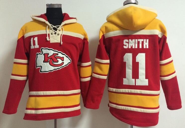 men Kansas City Chiefs 11 Alex Smith red football nfl Hooded Hoodies
