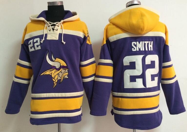 men Minnesota Vikings 22 Smith purple football nfl Hooded Hoodies