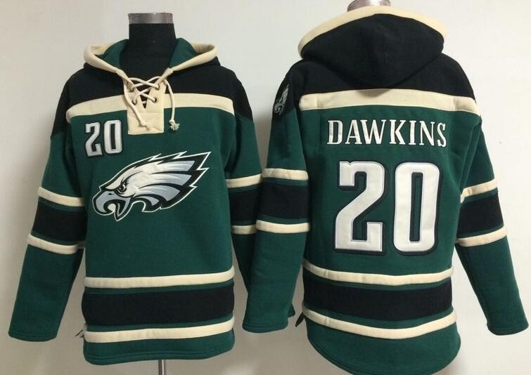 men Philadelphia Eagles 20 Brian Dawkins green football nfl Hooded Hoodies