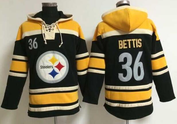 men Pittsburgh Steelers 36 Jerome Bettis black football nfl Hooded Hoodies