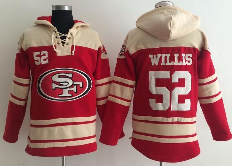 men San Francisco 49ers 52 Patrick Willis red football nfl Hooded Hoodies