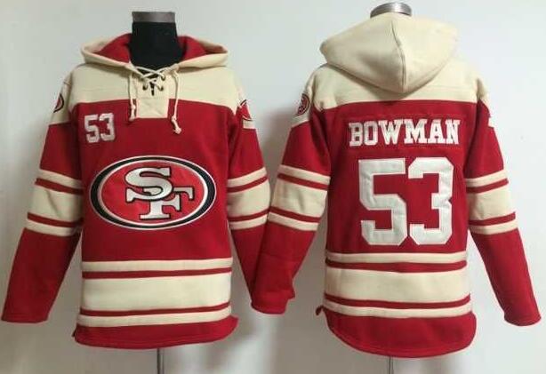 men San Francisco 49ers 53 Bowman red football nfl Hooded Hoodies