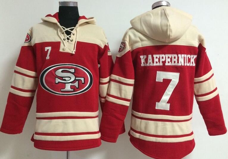 men San Francisco 49ers 7 Colin Kaepernick red football nfl Hooded Hoodies