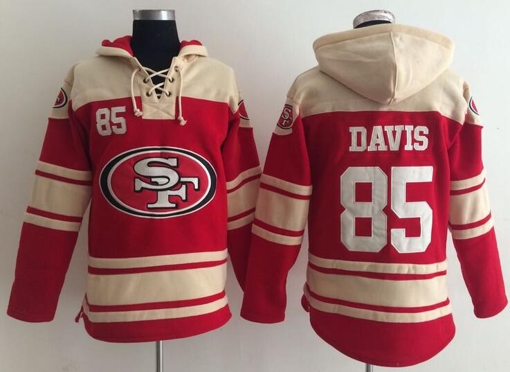men San Francisco 49ers 85 Vernon Davis red football nfl Hooded Hoodies