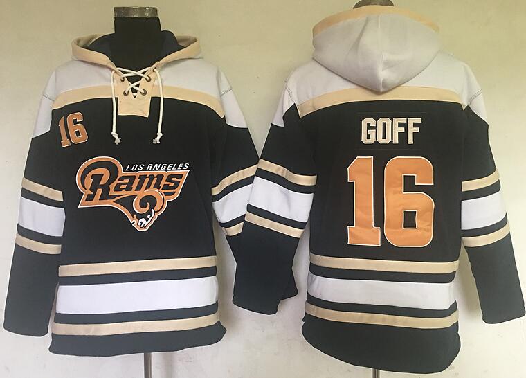 men St. Louis Rams 16 Jared Goff purple football nfl Hooded Hoodies