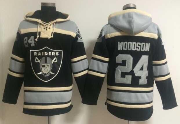 men oakland raiders 24 Charles Woodson black football nfl Hooded Hoodies
