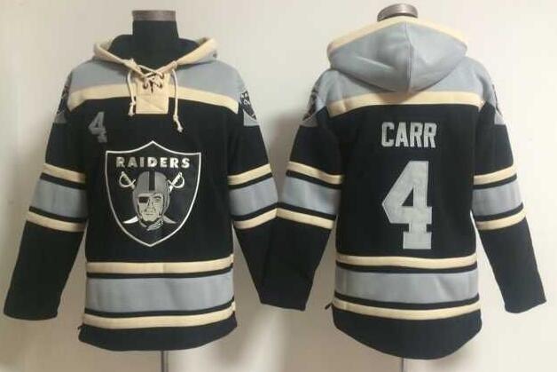 men oakland raiders 4 Derek Carr black football nfl Hooded Hoodies