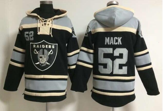 men oakland raiders 52 Khalil Mack black football nfl Hooded Hoodies