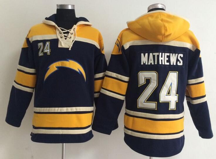 men san diego chargers 24 Brandon Flowers blue football nfl Hooded Hoodies